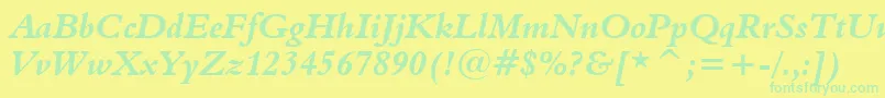 Aldine401BoldItalicBt-Schriftart – Grüne Schriften auf gelbem Hintergrund