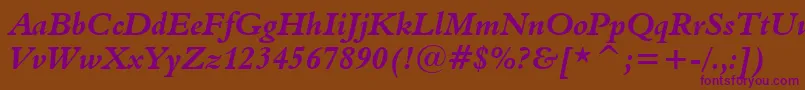 Aldine401BoldItalicBt-Schriftart – Violette Schriften auf braunem Hintergrund