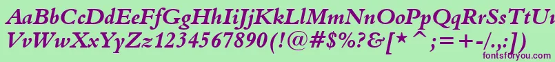 Aldine401BoldItalicBt Font – Purple Fonts on Green Background