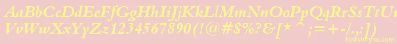 Aldine401BoldItalicBt Font – Yellow Fonts on Pink Background