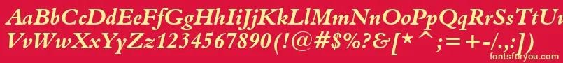 Czcionka Aldine401BoldItalicBt – żółte czcionki na czerwonym tle