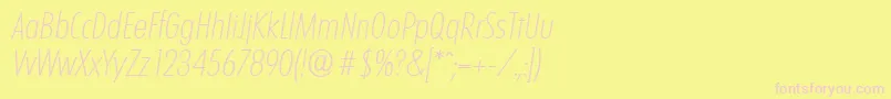 LimerickcdserialXlightItalic-fontti – vaaleanpunaiset fontit keltaisella taustalla