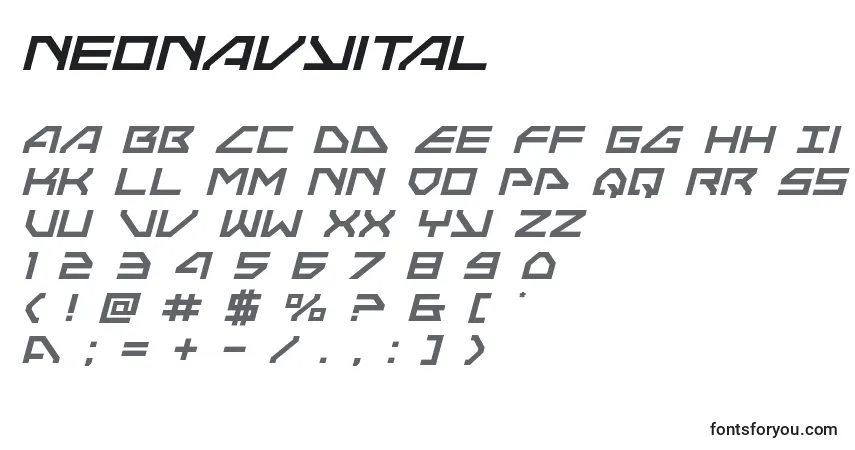 Шрифт Neonavyital – алфавит, цифры, специальные символы