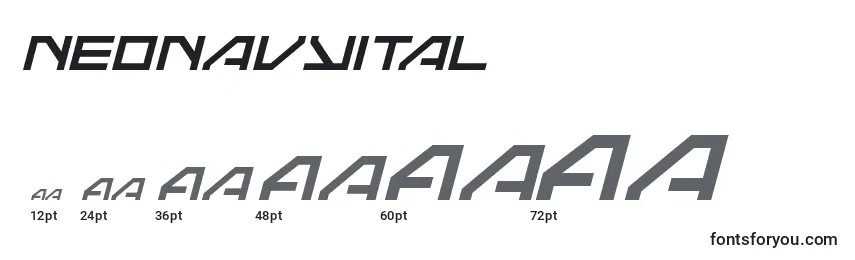 Размеры шрифта Neonavyital