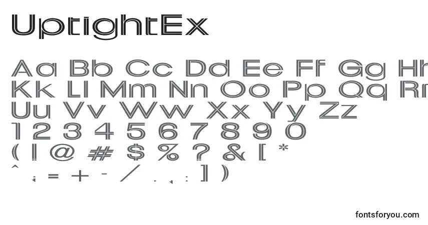 Schriftart UptightEx – Alphabet, Zahlen, spezielle Symbole