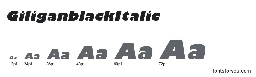 Размеры шрифта GiliganblackItalic