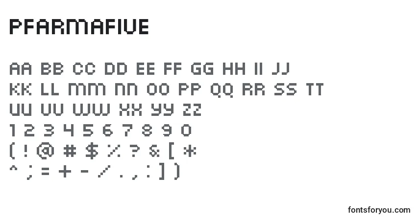 Czcionka PfArmaFive – alfabet, cyfry, specjalne znaki