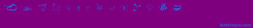 AndisCritters-Schriftart – Blaue Schriften auf violettem Hintergrund