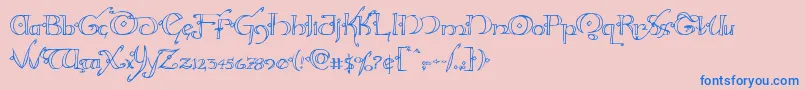 フォントHollyjingle – ピンクの背景に青い文字