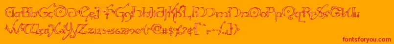 フォントHollyjingle – オレンジの背景に赤い文字