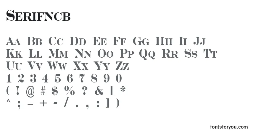 A fonte Serifncb – alfabeto, números, caracteres especiais