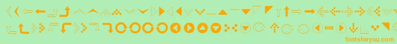 Czcionka Simpledirectionarrows – pomarańczowe czcionki na zielonym tle