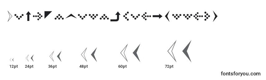 Größen der Schriftart Simpledirectionarrows