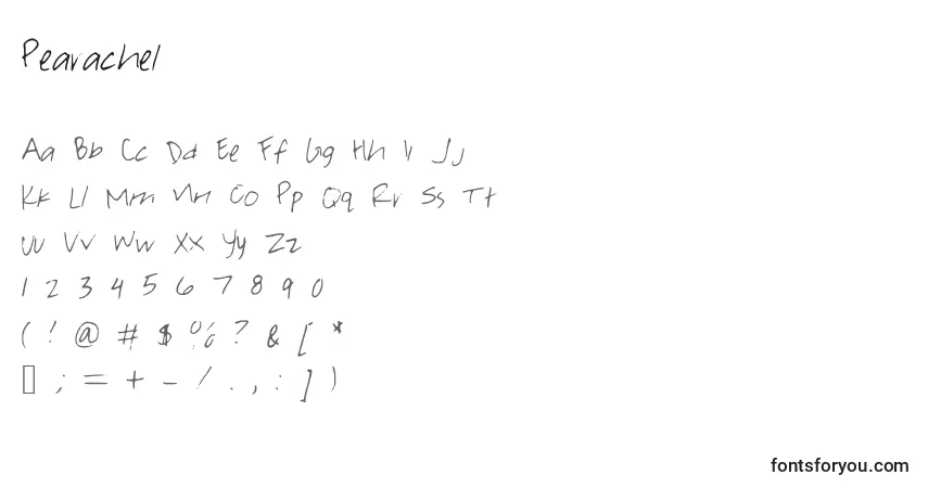 A fonte Pearachel – alfabeto, números, caracteres especiais