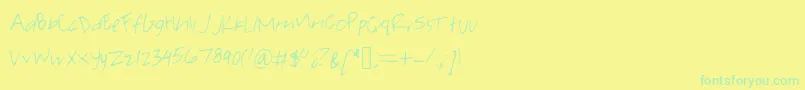 フォントPearachel – 黄色い背景に緑の文字
