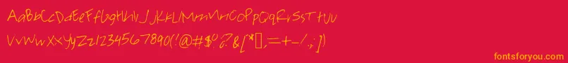 フォントPearachel – 赤い背景にオレンジの文字