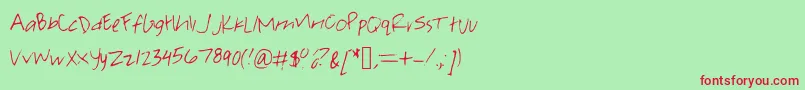 フォントPearachel – 赤い文字の緑の背景