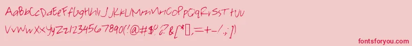 フォントPearachel – ピンクの背景に赤い文字