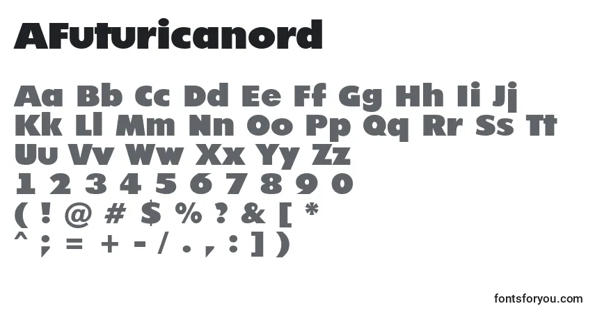 A fonte AFuturicanord – alfabeto, números, caracteres especiais