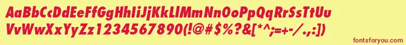 KudosCondensedSsiSemiBoldCondensedItalic Font – Red Fonts on Yellow Background