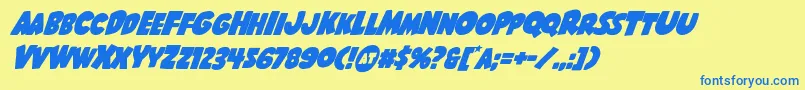 Shablagoosuperital-Schriftart – Blaue Schriften auf gelbem Hintergrund