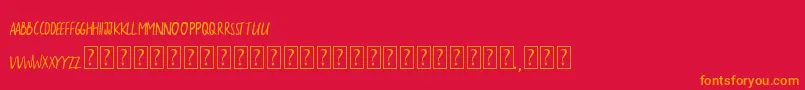 TheSarcasticGiraffe-Schriftart – Orangefarbene Schriften auf rotem Hintergrund