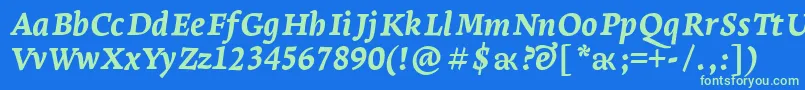 LeksaproExtraboldItalic Font – Green Fonts on Blue Background