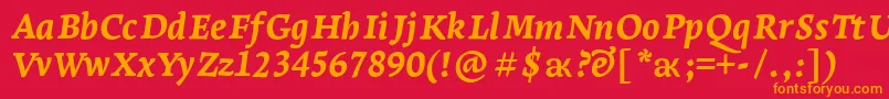 LeksaproExtraboldItalic Font – Orange Fonts on Red Background