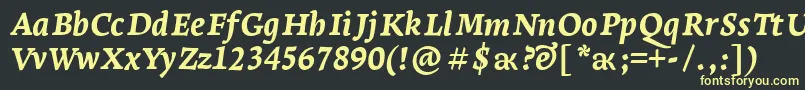 フォントLeksaproExtraboldItalic – 黒い背景に黄色の文字