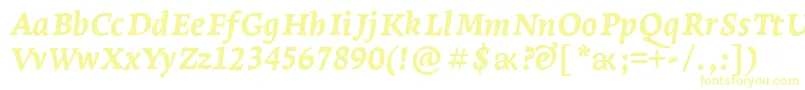 フォントLeksaproExtraboldItalic – 白い背景に黄色の文字