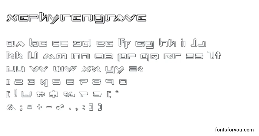 Xephyrengraveフォント–アルファベット、数字、特殊文字