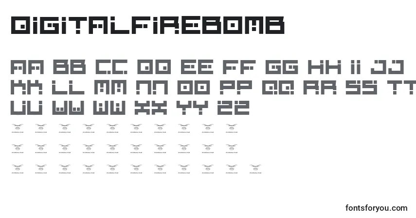 Digitalfirebomb-fontti – aakkoset, numerot, erikoismerkit