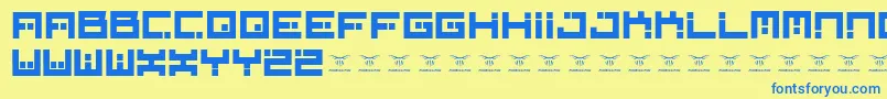 Digitalfirebomb-fontti – siniset fontit keltaisella taustalla
