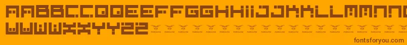Digitalfirebomb-Schriftart – Braune Schriften auf orangefarbenem Hintergrund