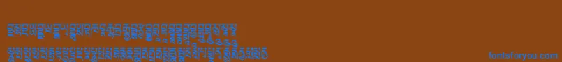 Tibetanmachineweb5-Schriftart – Blaue Schriften auf braunem Hintergrund