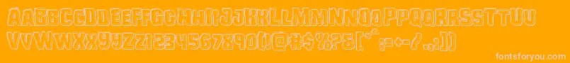 Monsterhunterengrave-Schriftart – Rosa Schriften auf orangefarbenem Hintergrund