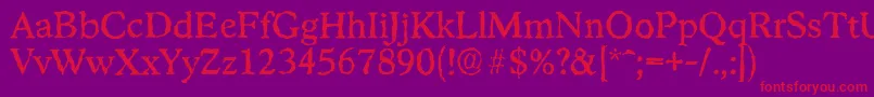 StratfordrandomRegular Font – Red Fonts on Purple Background