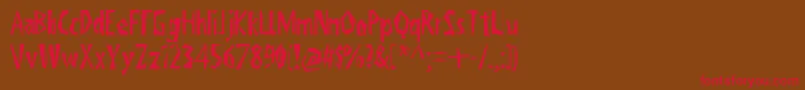 フォントViktorsLittlCreepyHorror – 赤い文字が茶色の背景にあります。