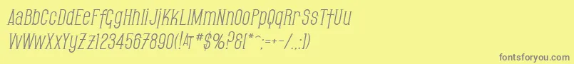 SfGothicanOblique-Schriftart – Graue Schriften auf gelbem Hintergrund