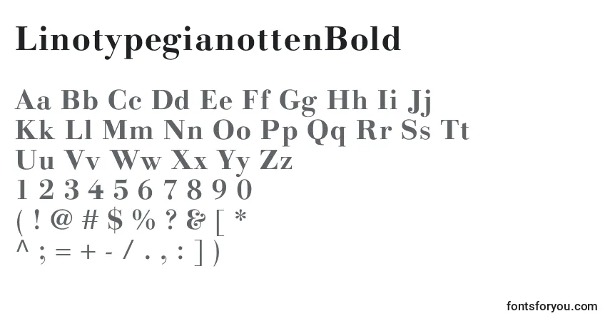 Шрифт LinotypegianottenBold – алфавит, цифры, специальные символы