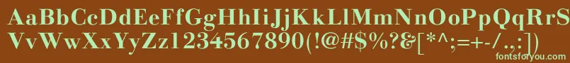 フォントLinotypegianottenBold – 緑色の文字が茶色の背景にあります。