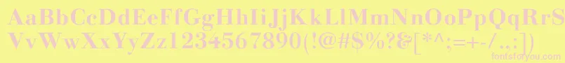 Fonte LinotypegianottenBold – fontes rosa em um fundo amarelo