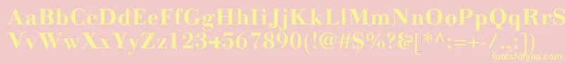 LinotypegianottenBold-Schriftart – Gelbe Schriften auf rosa Hintergrund