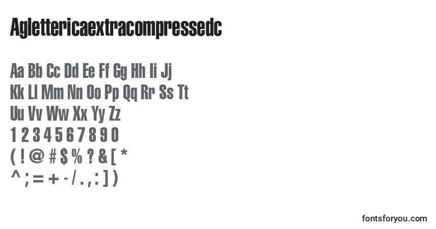 A fonte Aglettericaextracompressedc – alfabeto, números, caracteres especiais