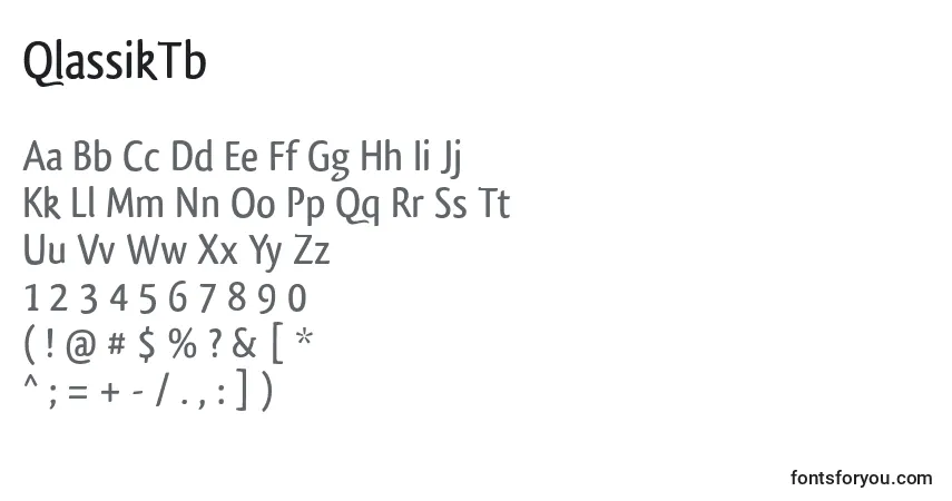 A fonte QlassikTb – alfabeto, números, caracteres especiais