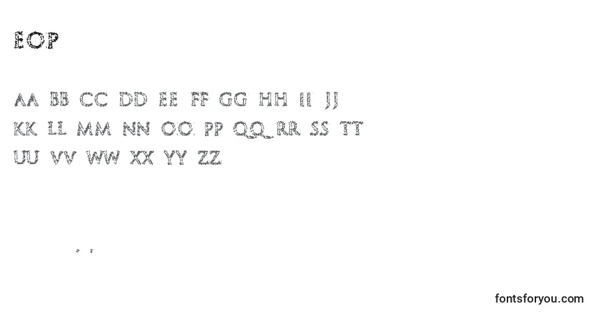 A fonte Eop – alfabeto, números, caracteres especiais