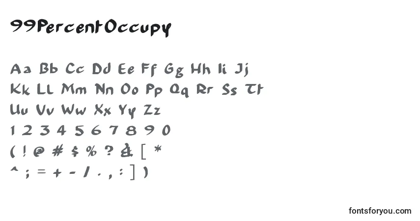 99PercentOccupy-fontti – aakkoset, numerot, erikoismerkit