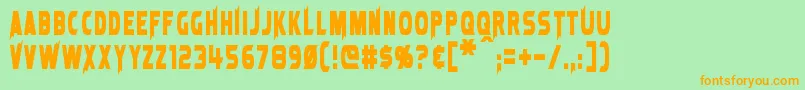 LaserRod-Schriftart – Orangefarbene Schriften auf grünem Hintergrund