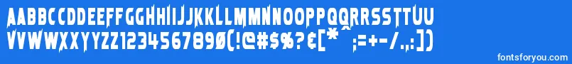 フォントLaserRod – 青い背景に白い文字