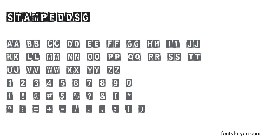 Fuente StampedDsg - alfabeto, números, caracteres especiales